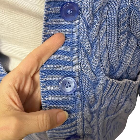 J Crew Cable Knit V Neck Cardigan XS Oversized Coastal Preppy Classic Chunky - Picture 5 of 9